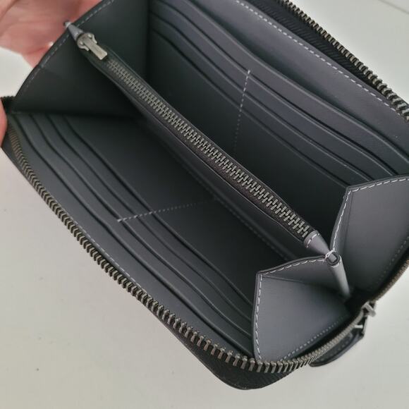 Coach Leather Wallet Ski Slopes Industrial Gray Zip Around Large Winter Limited - Picture 5 of 11